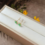Icy A-Grade Natural Apple Green Jadeite MINI.malist Stud Earrings No. 180920