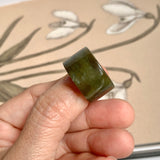 17.2mm A-Grade Natural Earthy Tone Jadeite Archer Ring Band No. 161926