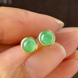 Icy A-Grade Natural Apple Green Jadeite MINI.malist Stud Earrings No. 180920