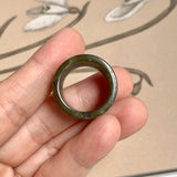 17.2mm A-Grade Natural Earthy Tone Jadeite Archer Ring Band No. 161926