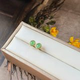 Icy A-Grade Natural Apple Green Jadeite MINI.malist Stud Earrings No. 180919