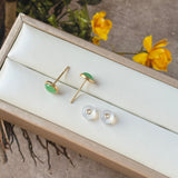 Icy A-Grade Natural Apple Green Jadeite MINI.malist Stud Earrings No. 180919