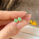 Icy A-Grade Natural Apple Green Jadeite MINI.malist Stud Earrings No. 180919