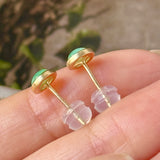 Icy A-Grade Natural Apple Green Jadeite MINI.malist Stud Earrings No. 180919