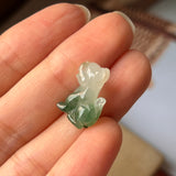 A-Grade Natural Bluish Green Jadeite Dog Pendant No.170677