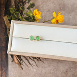 Icy A-Grade Natural Apple Green Jadeite MINI.malist Stud Earrings No. 180921
