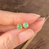 Icy A-Grade Natural Apple Green Jadeite MINI.malist Stud Earrings No. 180921