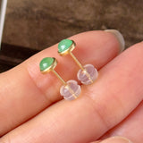 Icy A-Grade Natural Apple Green Jadeite MINI.malist Stud Earrings No. 180921