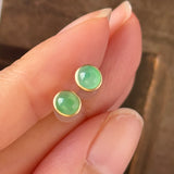 Icy A-Grade Natural Apple Green Jadeite MINI.malist Stud Earrings No. 180921