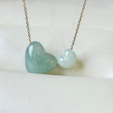 A-Grade Natural Jadeite Heart Bean Pendants No.172857 & 172858