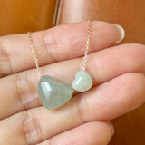 A-Grade Natural Jadeite Heart Bean Pendants No.172857 & 172858