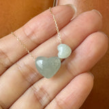 A-Grade Natural Jadeite Heart Bean Pendants No.172857 & 172858