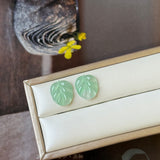 5.75 cts Icy A-Grade Natural Apple Green Jadeite Leaf Pair No. 180922