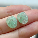 5.75 cts Icy A-Grade Natural Apple Green Jadeite Leaf Pair No. 180922