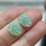 5.75 cts Icy A-Grade Natural Apple Green Jadeite Leaf Pair No. 180922