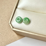 SOLD OUT: A-Grade Natural Apple Green Jadeite Donut Stud Earring (Lilac Flower) No. 180153