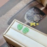 4.6 cts Icy A-Grade Natural Apple Green Jadeite Leaf Pair No. 180923