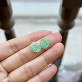 4.6 cts Icy A-Grade Natural Apple Green Jadeite Leaf Pair No. 180923