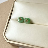 SOLD OUT: A-Grade Natural Apple Green Jadeite Donut Stud Earring (Lilac Flower) No. 180153