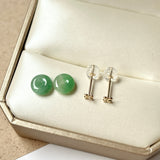 SOLD OUT: A-Grade Natural Apple Green Jadeite Donut Stud Earring (Lilac Flower) No. 180153
