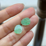 4.6 cts Icy A-Grade Natural Apple Green Jadeite Leaf Pair No. 180923