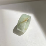 17mm A-Grade Natural Light Greyish Green Jadeite Ring Band No: 161901