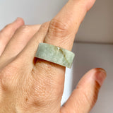 17mm A-Grade Natural Light Greyish Green Jadeite Ring Band No: 161901