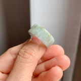 17mm A-Grade Natural Light Greyish Green Jadeite Ring Band No: 161901