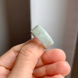 17mm A-Grade Natural Light Greyish Green Jadeite Ring Band No: 161901