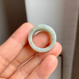 17mm A-Grade Natural Light Greyish Green Jadeite Ring Band No: 161901
