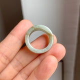 17mm A-Grade Natural Light Greyish Green Jadeite Ring Band No: 161901