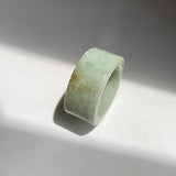 17mm A-Grade Natural Light Greyish Green Jadeite Ring Band No: 161435