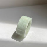 17mm A-Grade Natural Light Greyish Green Jadeite Ring Band No: 161435