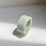 17mm A-Grade Natural Light Greyish Green Jadeite Ring Band No: 161435