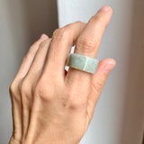 17mm A-Grade Natural Light Greyish Green Jadeite Ring Band No: 161435