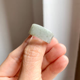 17mm A-Grade Natural Light Greyish Green Jadeite Ring Band No: 161435