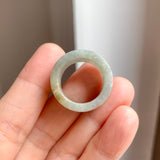 17mm A-Grade Natural Light Greyish Green Jadeite Ring Band No: 161435
