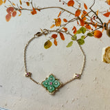 A-Grade Natural Moss On Snow Jadeite Osmanthus Flowers Bracelet No.190497