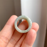 17mm A-Grade Natural Light Greyish Green Jadeite Ring Band No: 161435