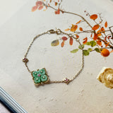 A-Grade Natural Moss On Snow Jadeite Osmanthus Flowers Bracelet No.190497