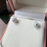 A-Grade Natural Lavender Green Jadeite Stud Earring No. 180292