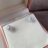 A-Grade Natural Lavender Green Jadeite Stud Earring No. 180292
