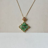 A-Grade Natural Moss On Snow Jadeite Osmanthus Flower Pendant No. 172859