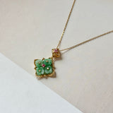 A-Grade Natural Moss On Snow Jadeite Osmanthus Flower Pendant No. 172859