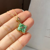 A-Grade Natural Moss On Snow Jadeite Osmanthus Flower Pendant No. 172859