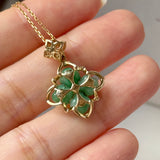 A-Grade Natural Moss On Snow Jadeite Osmanthus Flower Pendant No. 172859