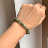 8.6mm A-Grade Natural Dark Green Jadeite Beaded Bracelet No.190169