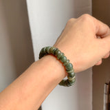 8.6mm A-Grade Natural Dark Green Jadeite Beaded Bracelet No.190169