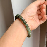 8.6mm A-Grade Natural Dark Green Jadeite Beaded Bracelet No.190169