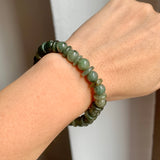 8.6mm A-Grade Natural Dark Green Jadeite Beaded Bracelet No.190169